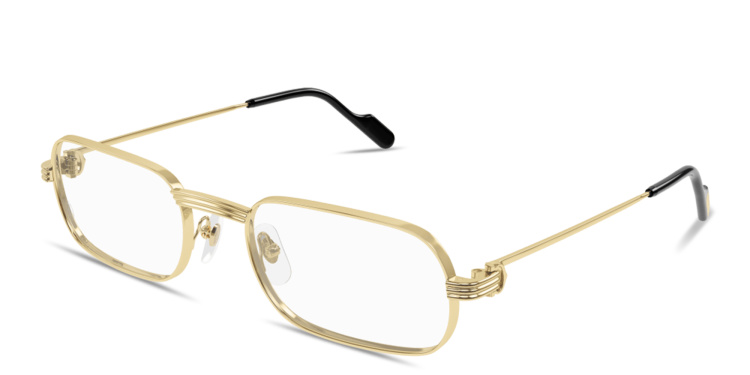 Shop Cartier Première de Cartier Wide Rectangle Eyeglasses in Gold online.