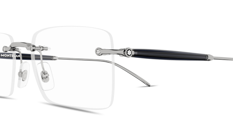 Shop MONTBLANC Snowcap Wide Rimless Rectangle Eyeglasses in Silver online.