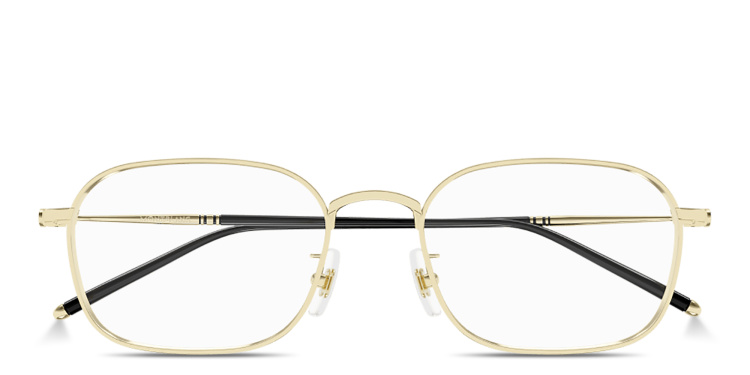 Shop MONTBLANC Meisterstück Rectangle Eyeglasses in Gold online.