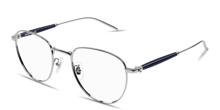 Shop MONTBLANC Snowcap Butterfly Eyeglasses in Silver online.