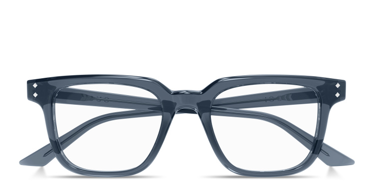Shop GUCCI Logo Signature Square Eyeglasses in Blue online.