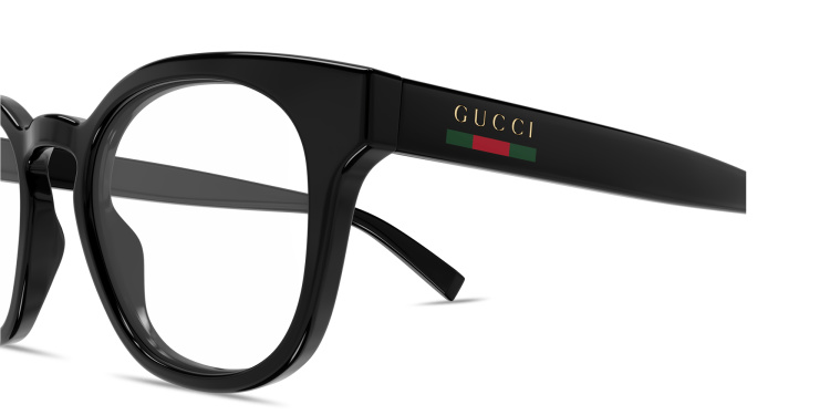 Shop GUCCI Web Square Eyeglasses in Black online.