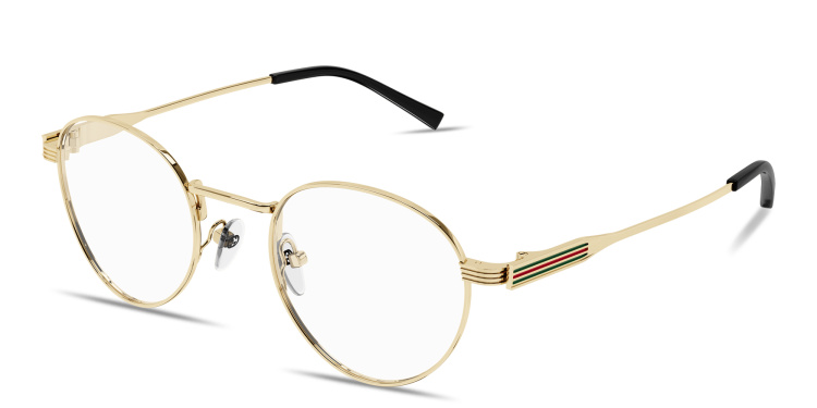 Shop GUCCI Web Panthos Eyeglasses in Gold online.