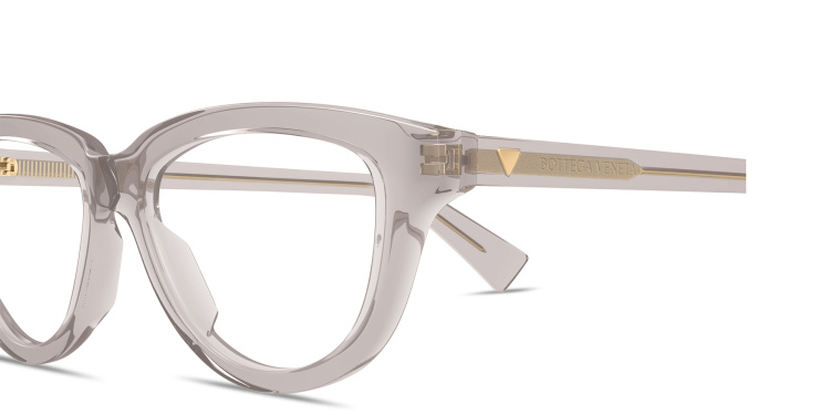 Shop BOTTEGA VENETA Triangle Stud Cat-Eye Eyeglasses in Brown online.