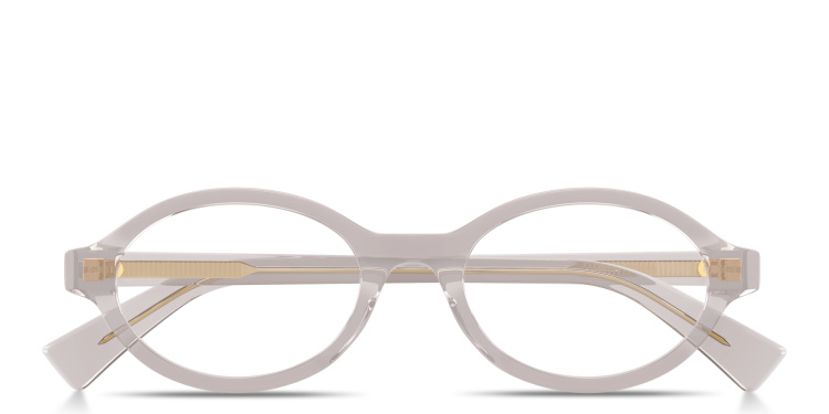 Shop BOTTEGA VENETA Triangle Stud Oval Eyeglasses in Brown online.