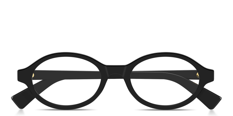Shop BOTTEGA VENETA Triangle Stud Oval Eyeglasses in Black online.