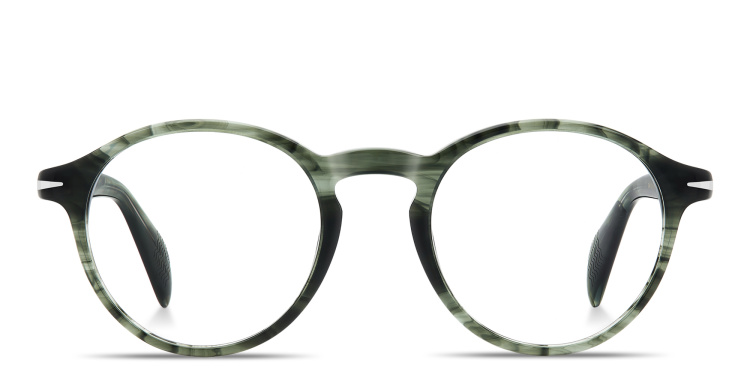 Shop DAVID BECKHAM Talisman Round Eyeglasses in Green online.