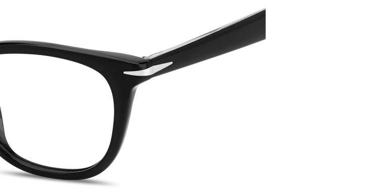 Shop DAVID BECKHAM Talisman Rectangle Eyeglasses in Black online.