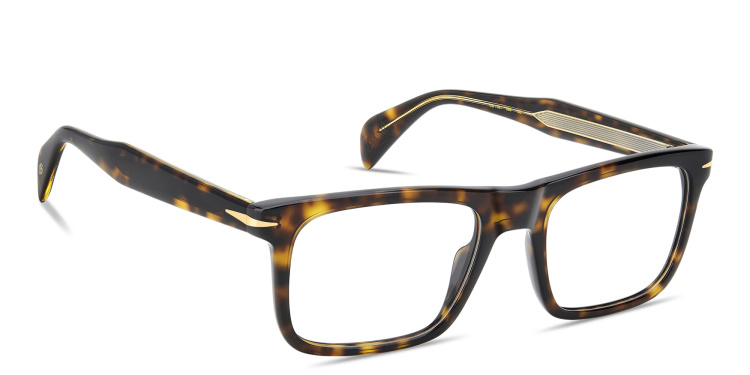 Shop DAVID BECKHAM Talisman Wide Rectangle Eyeglasses in Havana online.