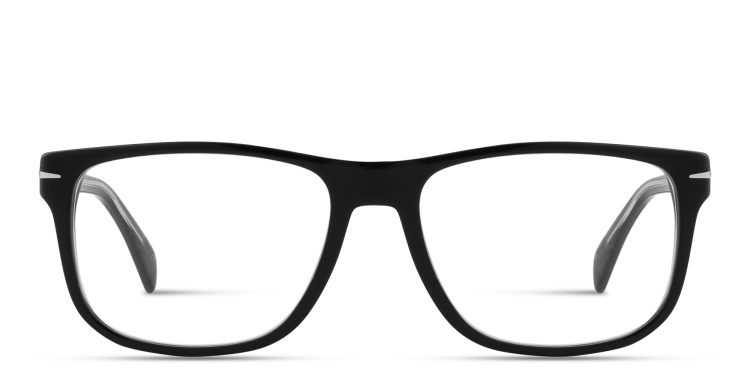 Shop DAVID BECKHAM Clip-On Wide Rectangle Eyeglasses in Black online.