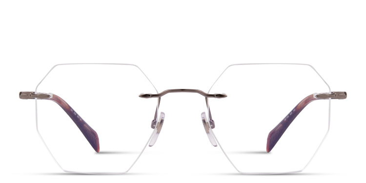 Shop DAVID BECKHAM Talisman Rimless Irregular Eyeglasses in Silver online.