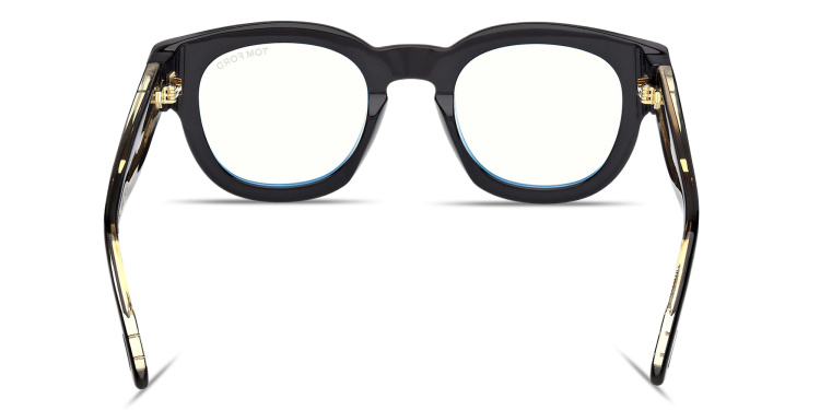 Shop TOM FORD T Logo Round Eyeglasses in Black online.