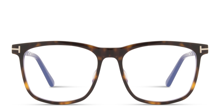 Shop TOM FORD T Logo Square Eyeglasses in Havana online.