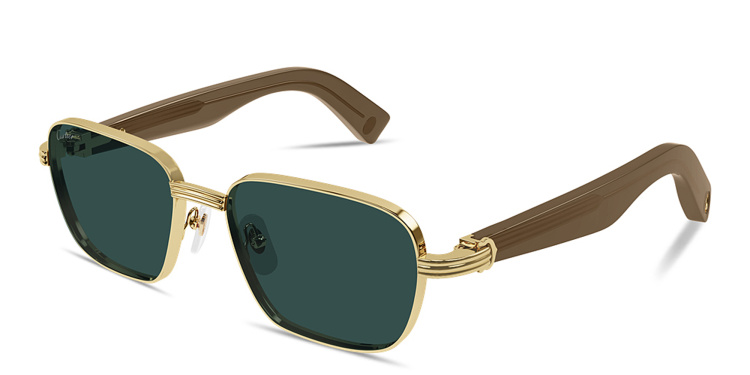 Shop Cartier Première de Cartier Rectangle Sunglasses in Gold online.