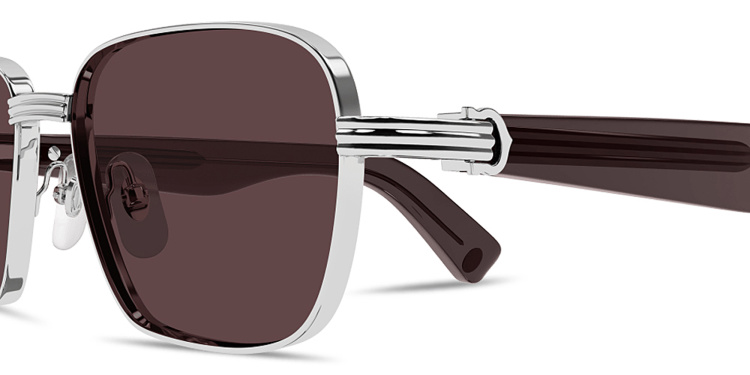 Shop Cartier Première de Cartier Rectangle Sunglasses in Silver online.