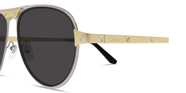 Shop Cartier Santos de Cartier Pilot Sunglasses in Silver online.