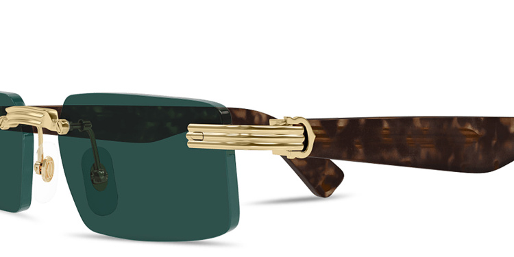 Shop Cartier Première de Cartier Rimless Rectangle Sunglasses in Gold online.