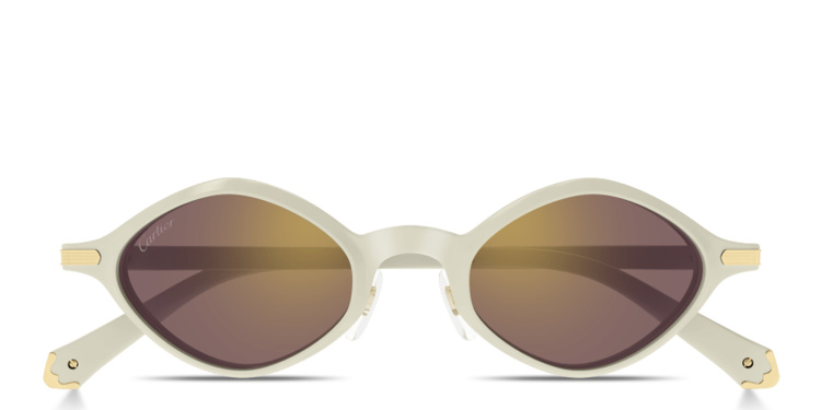 Shop Cartier Première de Cartier Unisex Irregular Sunglasses in Beige online.