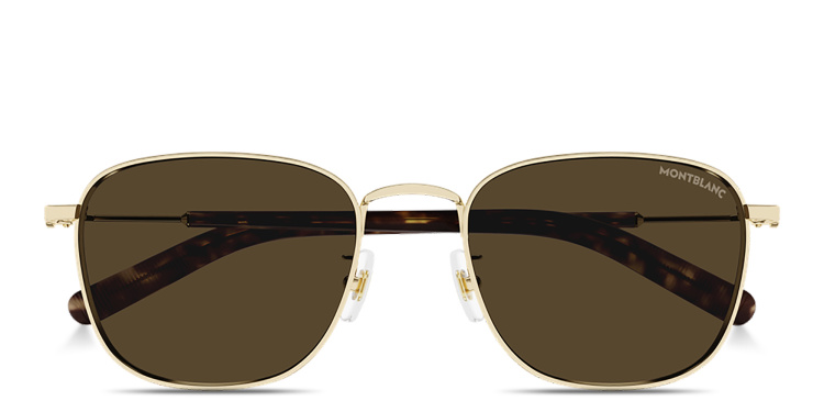 Shop MONTBLANC Snowcap Panthos Sunglasses in Gold online.