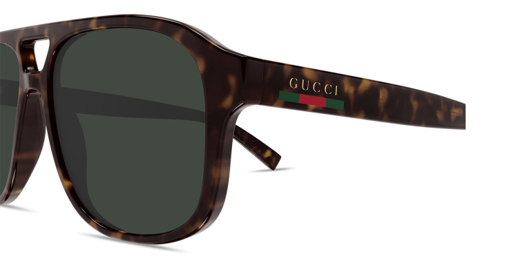 Shop GUCCI Web Aviator Sunglasses in Havana online.