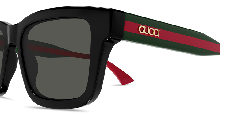 Shop GUCCI Logo Signature Square Sunglasses in Black online.