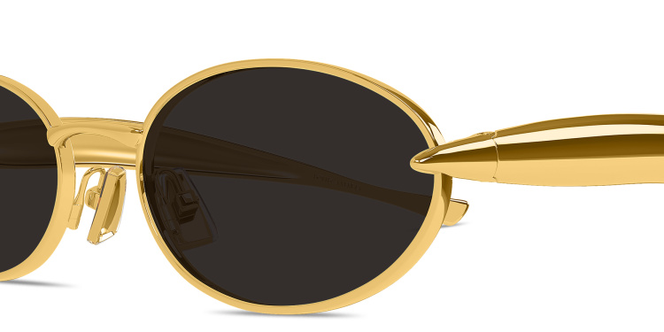 Shop BOTTEGA VENETA Sardine Unisex Oval Sunglasses in Gold online.