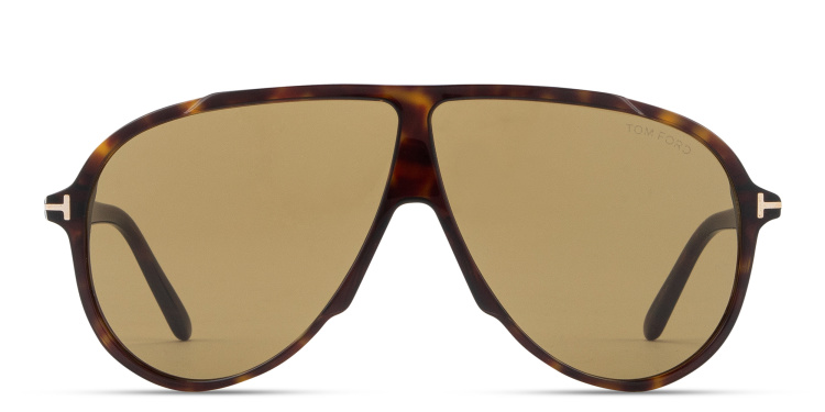 Shop TOM FORD Vladimir Wide Aviator Sunglasses in Havana online.