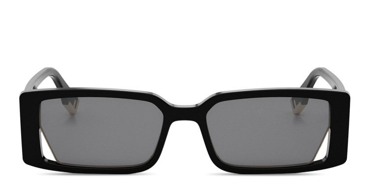 Shop FENDI Fendi Way Rectangle Sunglasses in Black online.