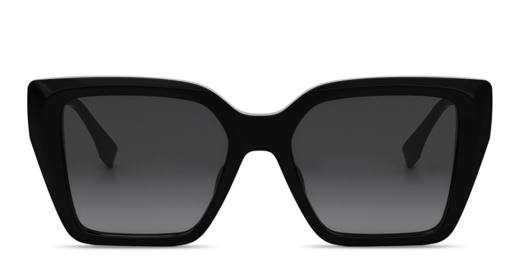 Shop FENDI FF Diamonds Square Sunglasses in Black online.