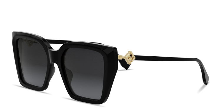 Shop FENDI FF Diamonds Square Sunglasses in Black online.