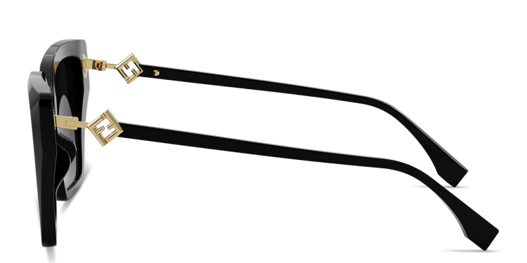 Shop FENDI FF Diamonds Square Sunglasses in Black online.