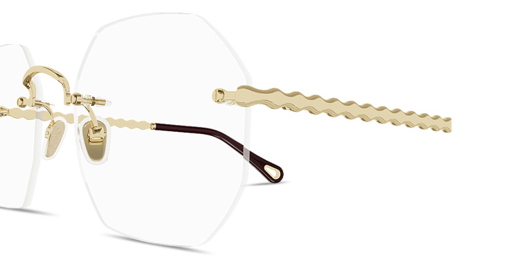 تسوق نظارات طبية غير منتظمة بدون إطار بتصميم مموّج كلوي بلون ذهبي أونلاين.
