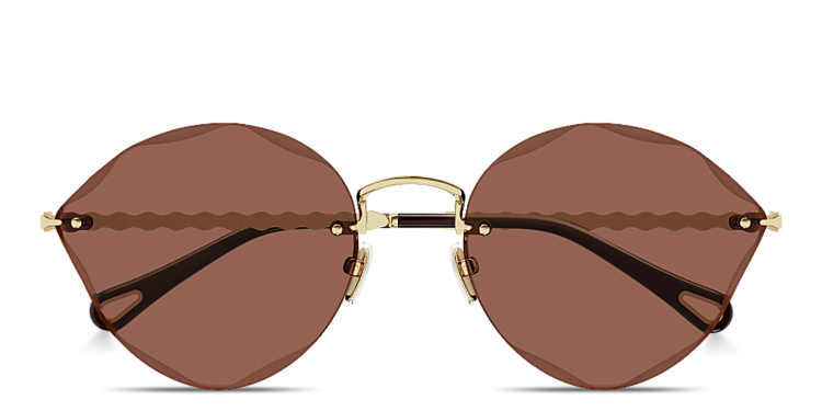 تسوق نظارات شمسية طراز كات آي بدون إطار بتصميم مموّج كلوي بلون ذهبي أونلاين.