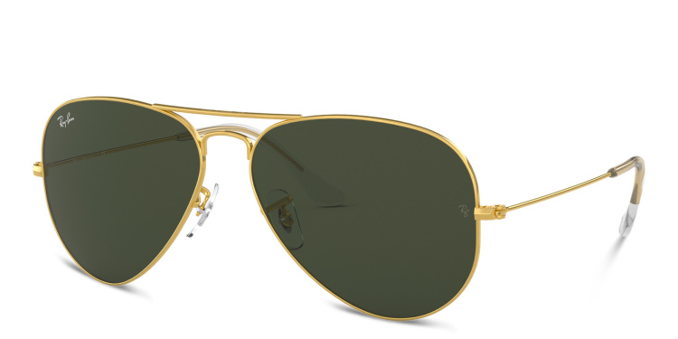 Shop Ray-Ban Unisex Pilot Sunglasses in Metal in Gold online.