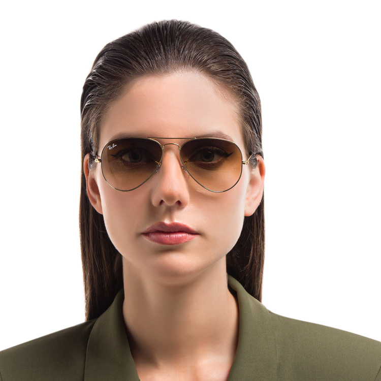 Shop Ray-Ban Pilot Gradient Sunglasses in Gold online.