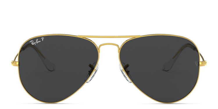 Shop Ray-Ban Unisex Pilot Polarized Sunglasses in Metal in Gold online.