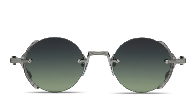 Shop AKONI Jupiter Unisex Round Sunglasses in Black online.