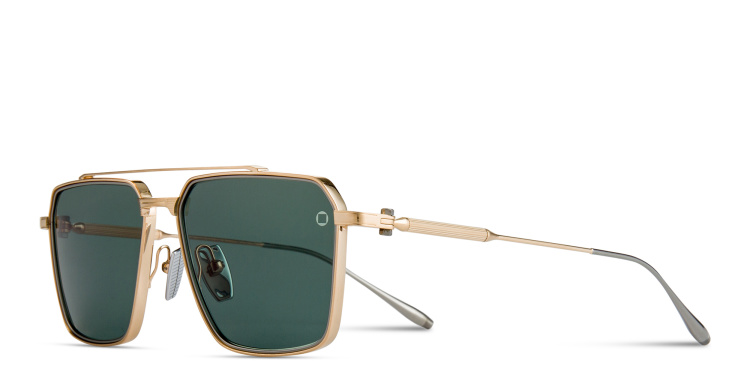 Shop AKONI Telesto Unisex Aviator Sunglasses in Gold online.