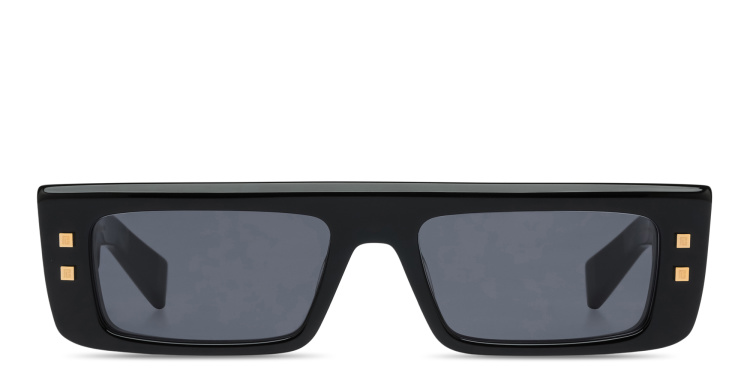Shop BALMAIN B-Army III Unisex Rectangle Sunglasses in Black online.