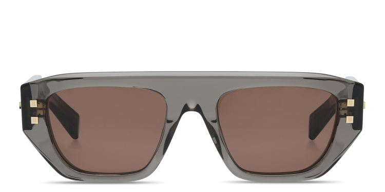 Shop BALMAIN B-Army II Unisex Rectangle Sunglasses in Grey online.