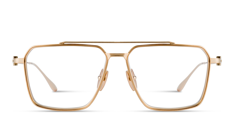 Shop AKONI Telesto Unisex Wide Aviator Eyeglasses in Gold online.