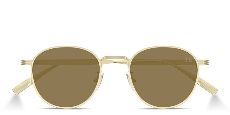 Shop Dunhill Signature Reed Round Sunglasses in Gold online.