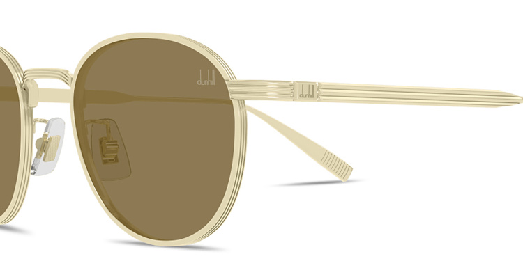 Shop Dunhill Signature Reed Round Sunglasses in Gold online.