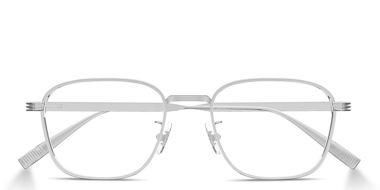 Shop Dunhill Signature Reed Rectangle Eyeglasses in Silver online.