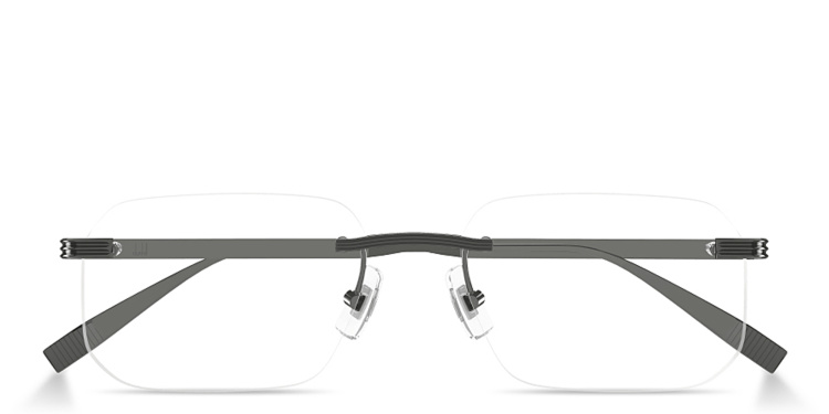 تسوق نظارات طبية مستطيلة واسعة بدون إطار مزيّنة بنقشة العلامة دنهيل بلون فضي أونلاين.