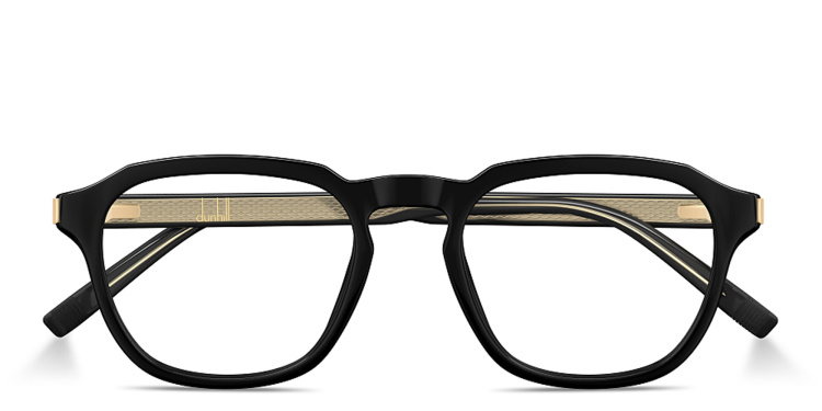 Shop Dunhill Rollagas Acetate Wide Panthos Eyeglasses in Black online.