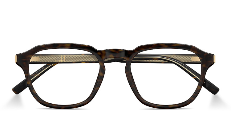 Shop Dunhill Rollagas Acetate Panthos Eyeglasses in Havana online.
