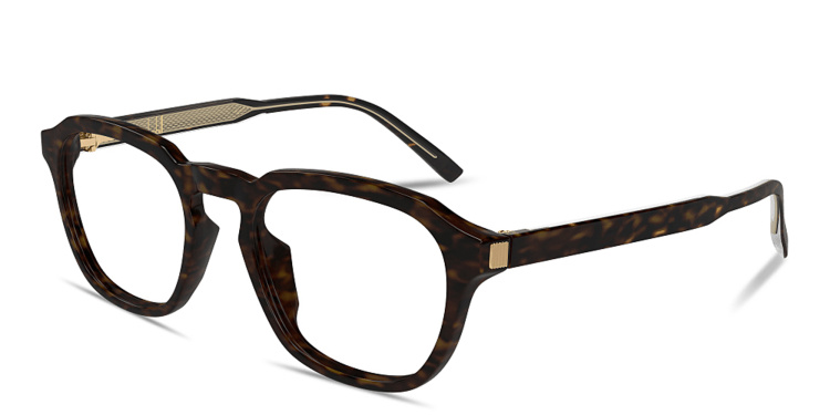 Shop Dunhill Rollagas Acetate Panthos Eyeglasses in Havana online.