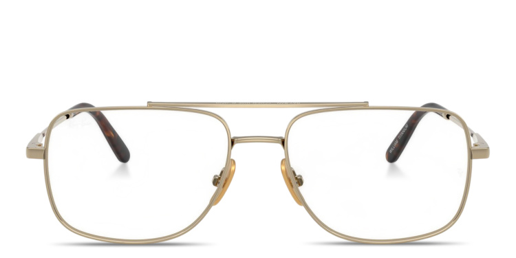 Shop Ray-Ban William Titanium Optics Unisex Wide Square Eyeglasses in Gold online.