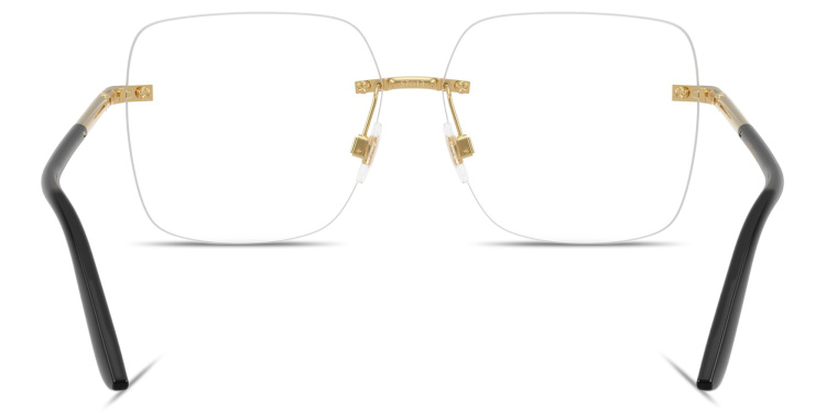 Shop Dolce & Gabbana Logo Signature Rimless Wide Square Eyeglasses in Gold online.